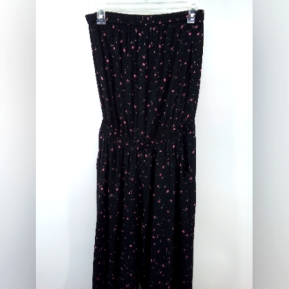 Aritzia Sunday Best Taggie Black Jumpsuit S Roses Floral Pull On Strapless - Picture 7 of 15